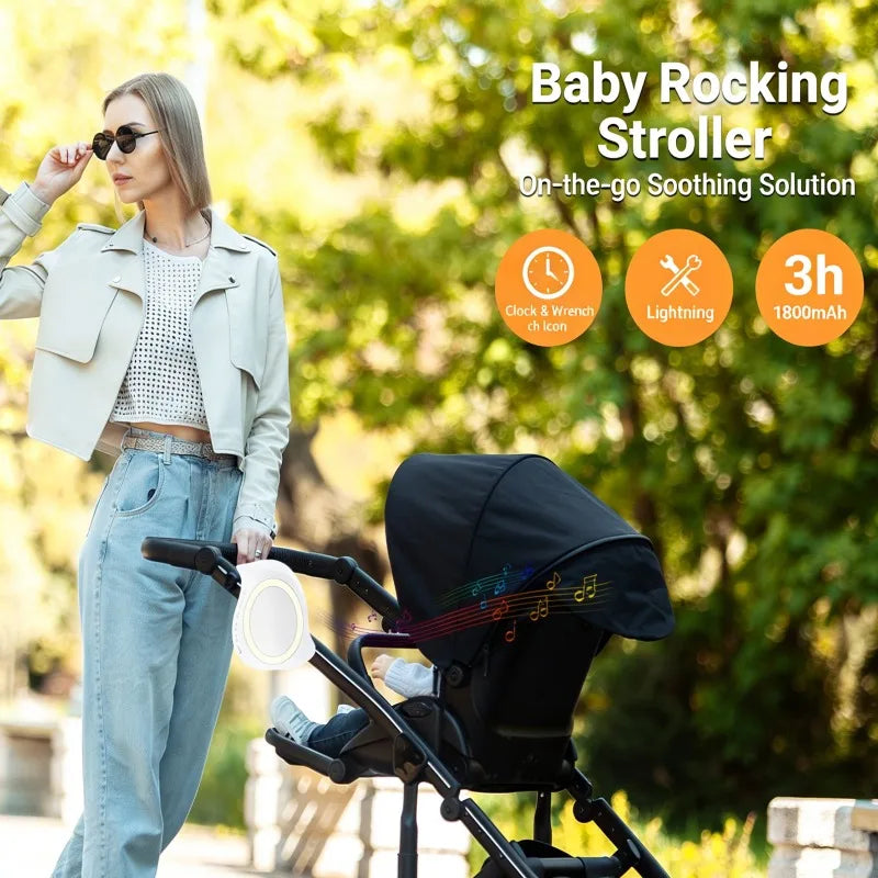 Portable Outdoor Baby Stroller Rocker with White Noise Wireless Bluetooth Sleep Aid Vibrating Soothing Music Night Light