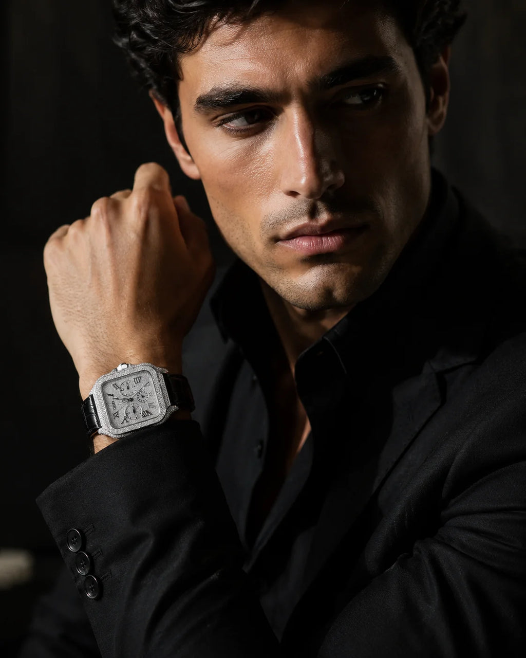 Luxury Square Diamond Watch Roman Dial Mechanical Movement Stainless Steel Moissanite Band Sapphire Crystal Vintage Style Auto