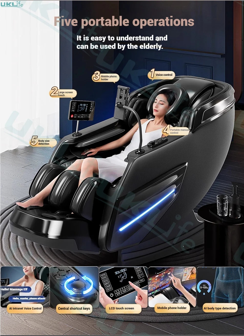 6D SL-Track Full Body Massage Chair - Deep Tissue Heat Therapy Body Shaping Massage Equipment Tidesmit