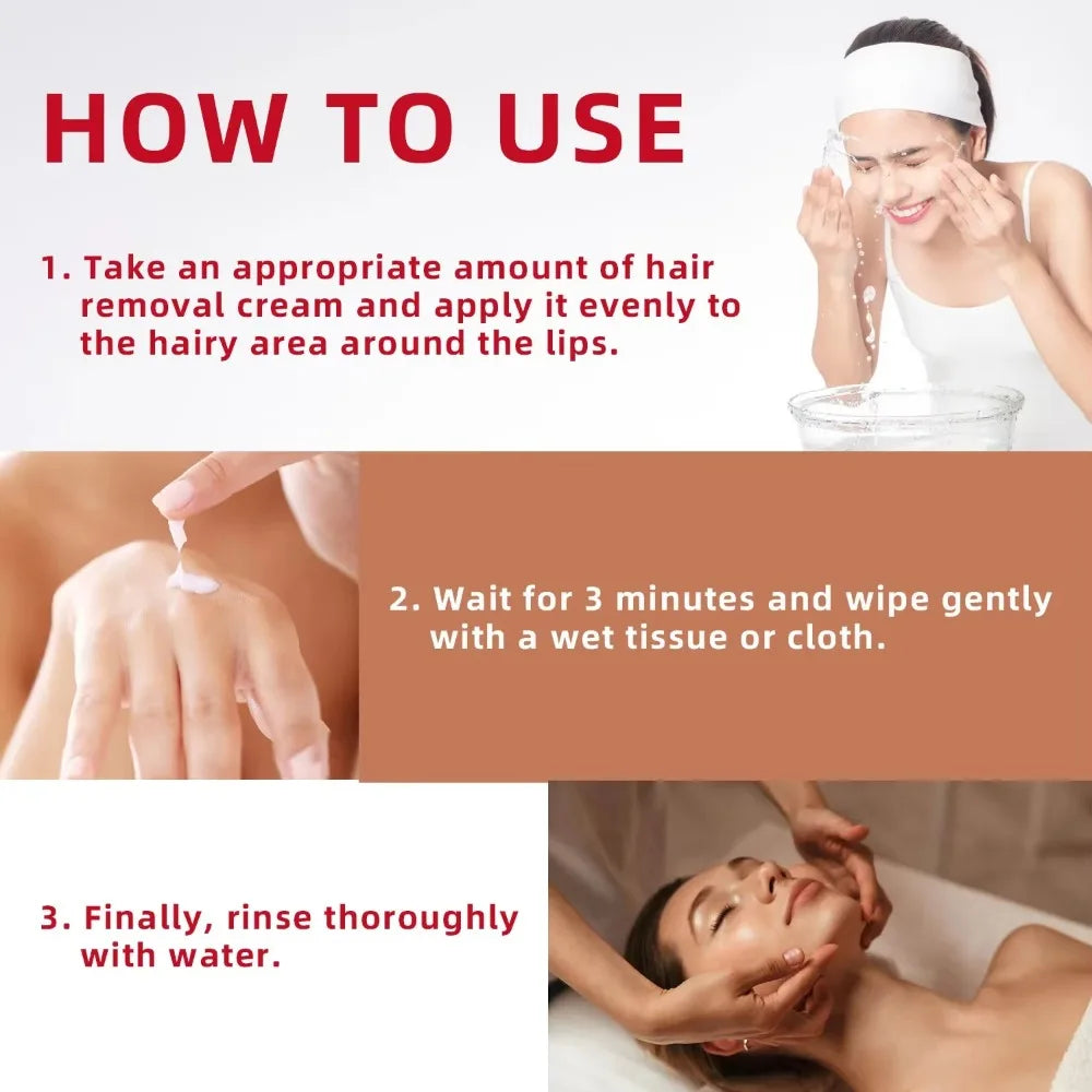 Fast Hair Removal Cream | Painless Depilatory for Face and Body Lip Care Tidesmit