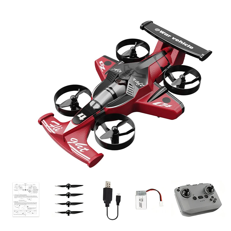 2-in-1 Land-Air RC Drone Car - Red Stunt Vehicle | Tidesmit Red Tidesmit
