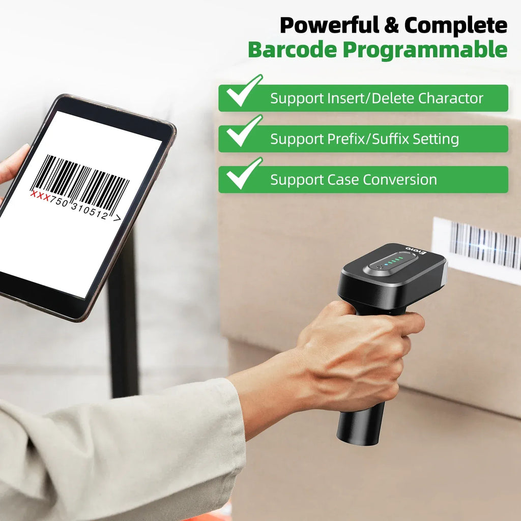 Eyoyo Blueooth Wireless 2D Barcode Scanner and Wired QR Barcode Reader PDF417 Automatic Sensing for Pos Scanning