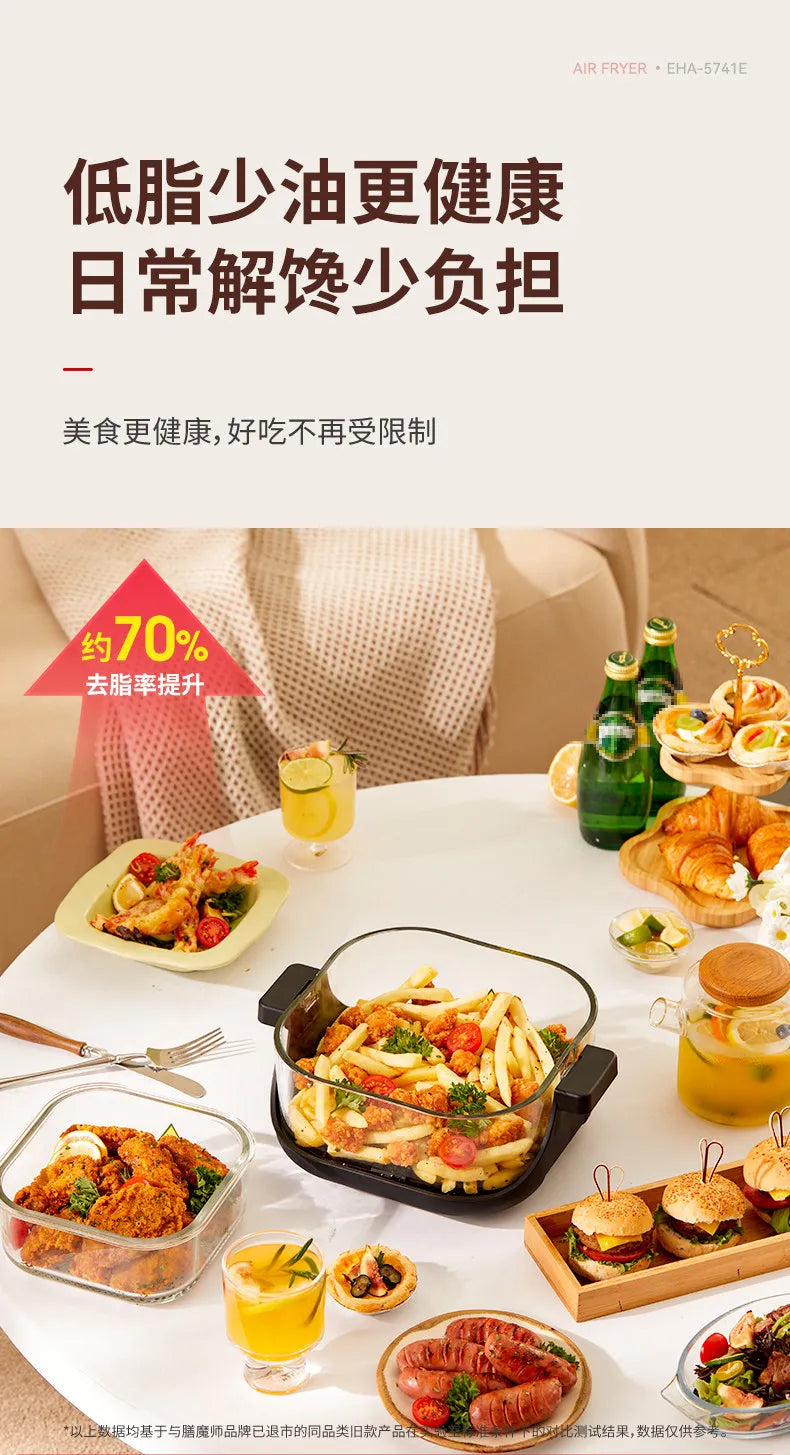 Air fryer household 2026 new small visual borosilicate glass large-capacity frying and baking machine
