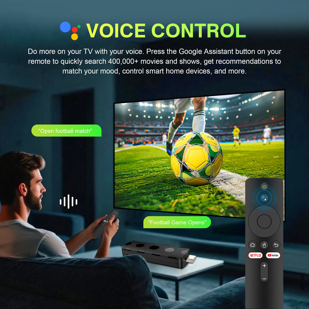 Android TV Stick 8GB 128GB 4K Streaming Box with Voice Remote Tidesmit