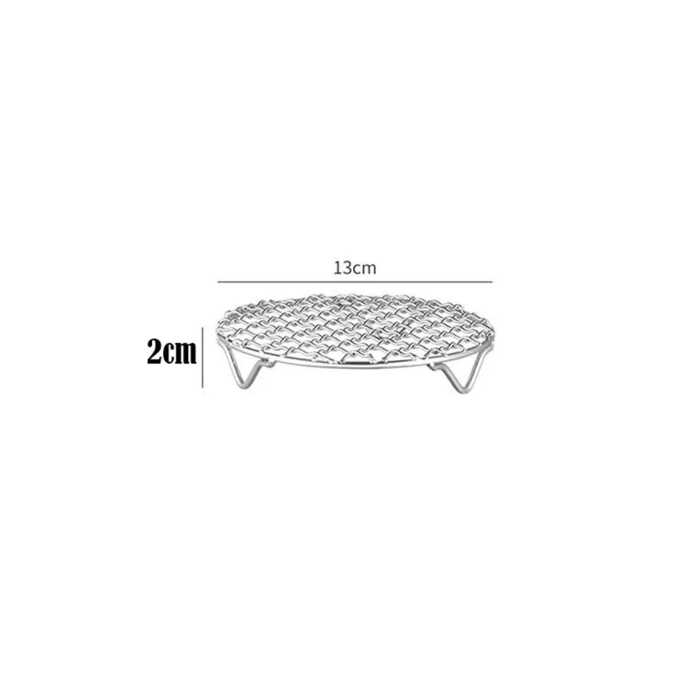 13cm stainless steel round grill rack with folding feet, 2cm height