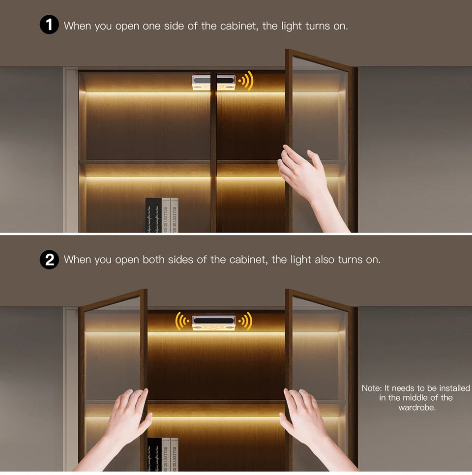 12V COB LED Strip Light Smart Double Door Sensor Switch Cabinet lights for your room Lighting Dupont LED Tape Door Open Light-ON