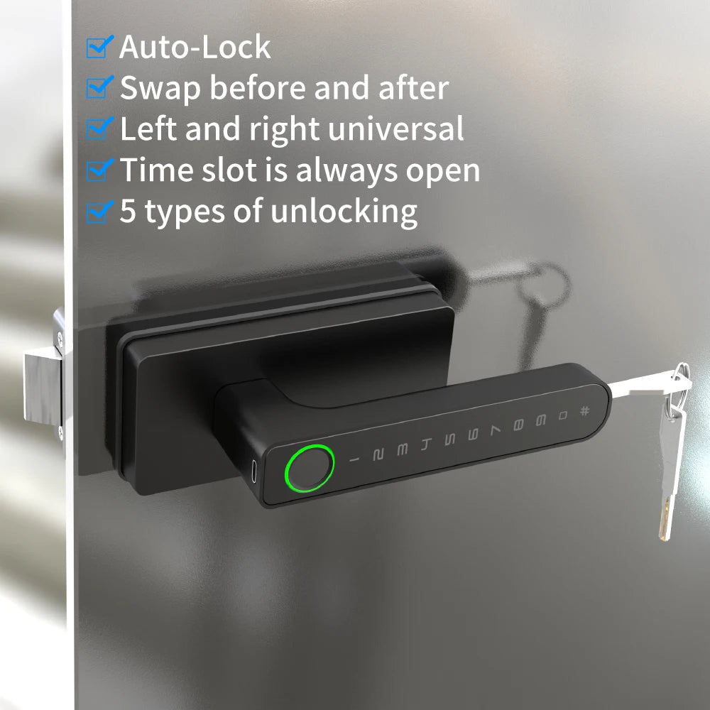 Smart Aluminum Alloy Glass Door Knobs Rotation Lock With Tuya App + Key Knobset Handle Metal Door Knob Lock For Bedroom Bathroom