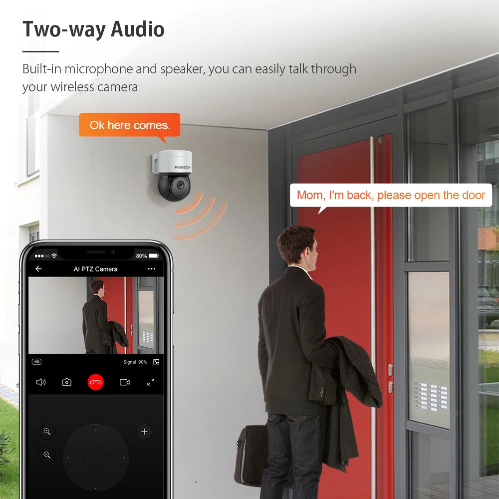 INQMEGA 5MP Tuya Outdoor PTZ Camera Ai Human Detect 1080P Security CCTV Camera Add Google Home And Alexa Wifi IP Camera