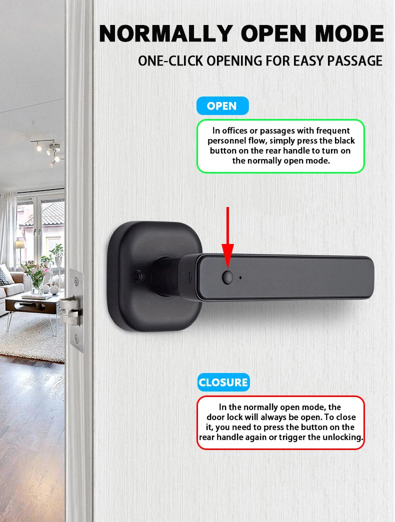 Smart Fingerprint Door Lock with Tuya Bluetooth App Access - Tidesmit Tidesmit