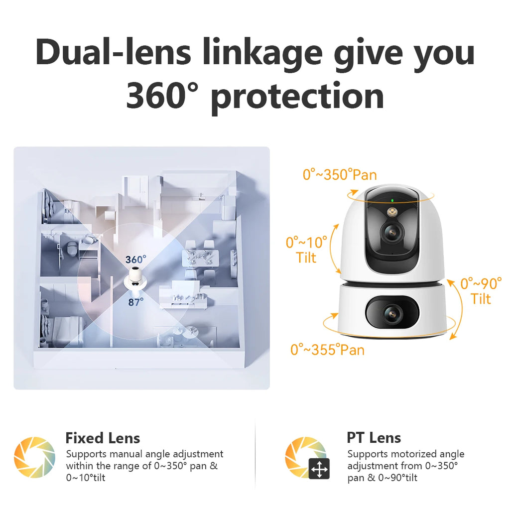 IMOU 360° PTZ Dual Lens IP Camera Human Pet Detection Security Camera Baby Monitor AI Color Night Vision Surveillance wifi Cam
