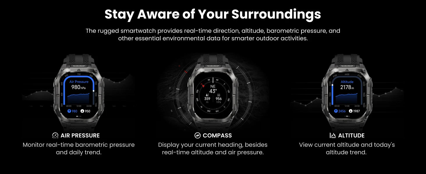KOSPET TANK M4C Smartwatch for Men Tactical Outdoor Watch with Walkie-Talkie & GPS Military-Grade Durability 5ATM Waterproof