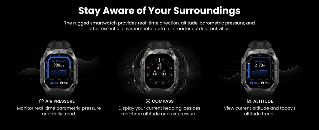 KOSPET TANK M4C Rugged Smartwatch for Men Military-Grade GPS Watch with Flashlight 5ATM Waterproof Health & Fitness Tracker