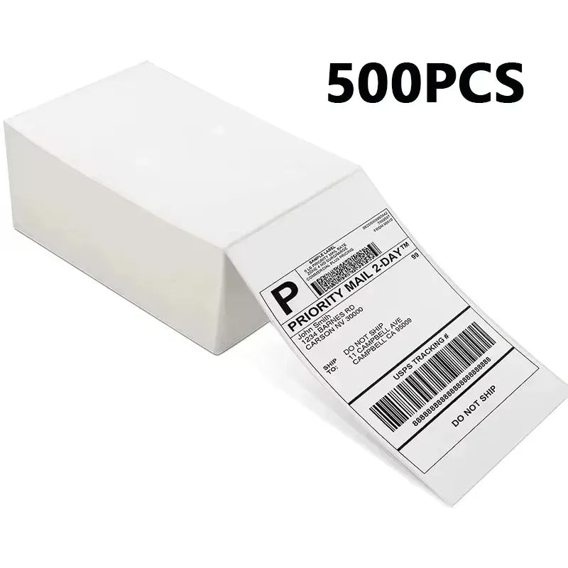 Direct thermal labels pack, 500pcs, with barcode shipping label on white