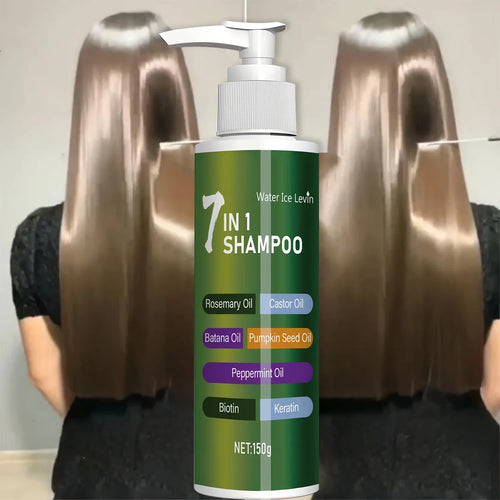 7-in-1 shampoo for dandruff and breakage control, eco-friendly alternative to plastic-free shampoo bars, pump bottle view