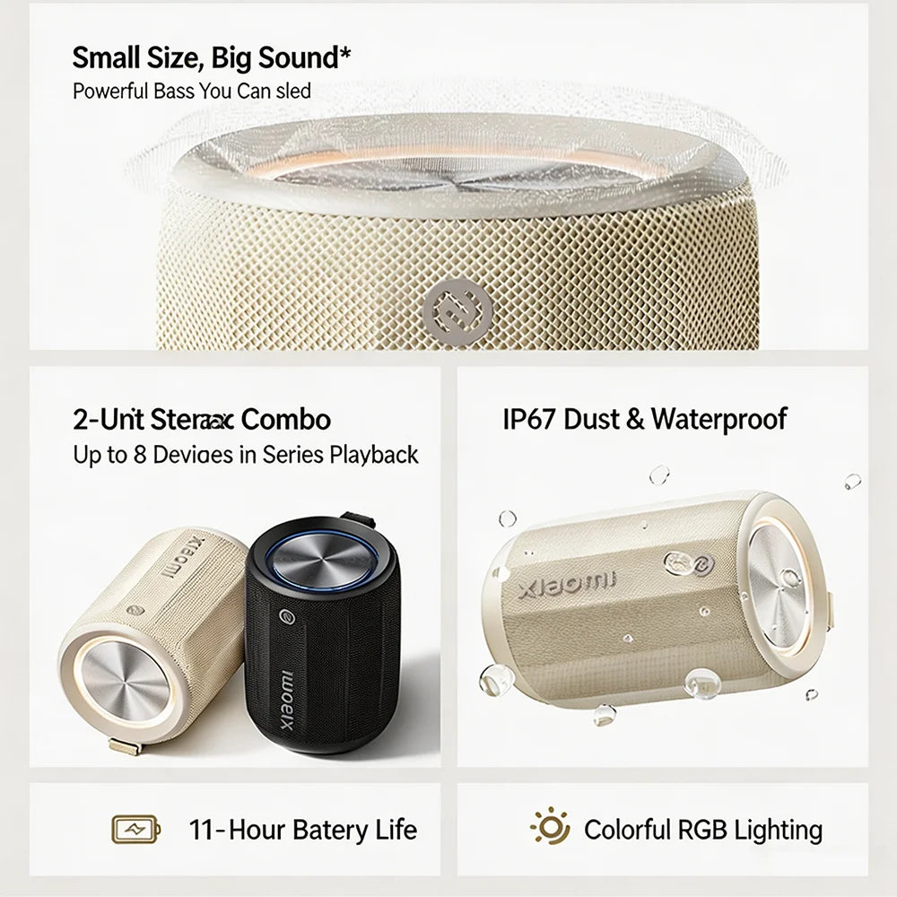 Original Xiaomi Bluetooth Speaker Mini is compact and portable, with an RGB ambient light ring offering customizable colors CN.