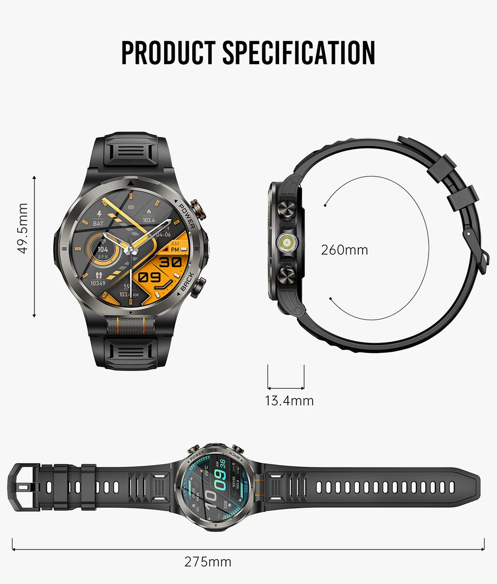 LIGE New 1100mAh Super Capacity Battery Adult Smart Watch 1.43" AMOLED Screen Call 3ATM Waterproof Outdoor Sports Men Smartwatch