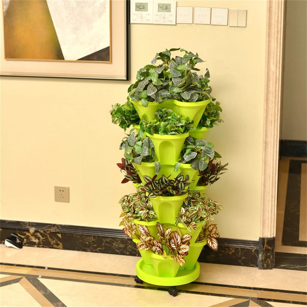 Multi-Color Stackable Flower Pot Movable 3-Petal 4-Petal Strawberry Herbs Vertical Pot Three-Dimensional Planting Container 2Pcs