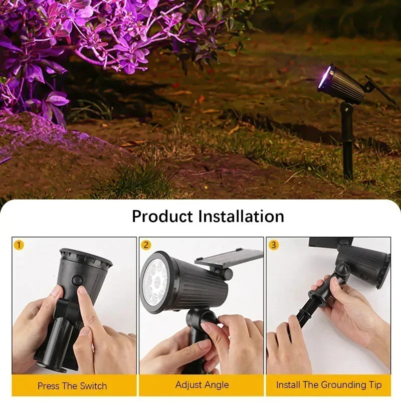 Bright 9LED Outdoor Solar Spotlight Waterproof Landscape Light for Garden Yard Pathway Driveway Trees Walls Ground Installation