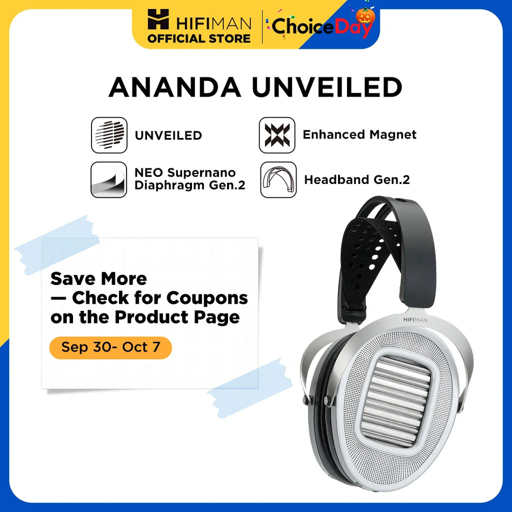 Hifiman Ananda Unveiled Open-Back Headphones - Silver Over-Ear Audiophile Silver Tidesmit
