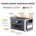 CTOLITY 1024Wh LiFePO4 Portable Power Station 1600W Pure Sine Wave Solar Generator 110V AC Ports Camping Outdoor Garden Party