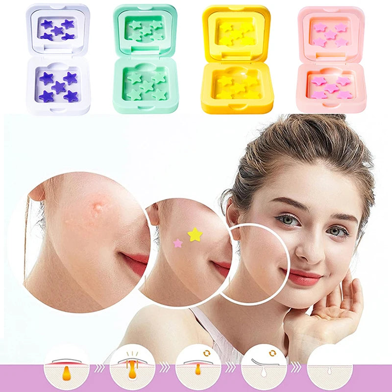 1Box Hydrocolloid Acne Patch Fade Repair Invisible Acne Removal Stickers Concealer Makeup Tool Star With Mirror