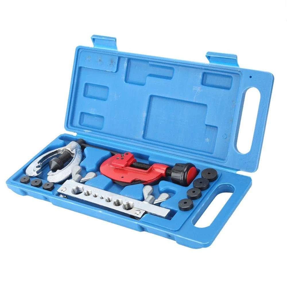 Podofo 10Pcs Copper Brake Line Repair Tool Kit Double Flaring Dies Clamp Tube Cutter Brake Fuel Pipe Tool Set with Box