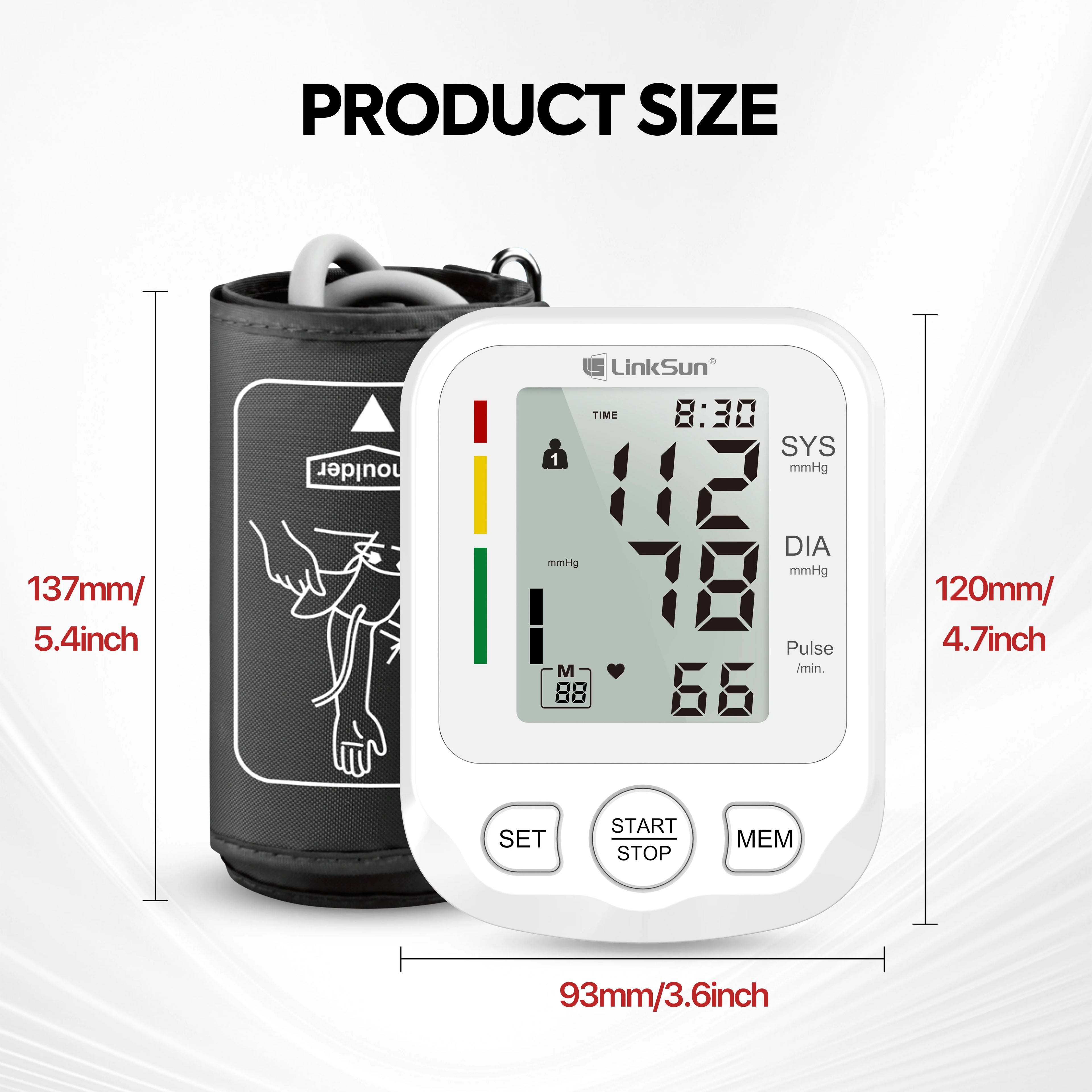 LinkSun Blood Pressure Monitor 2005 Tensiometer Upper Arm Automatic Digital BP Measuring Device Blood Pressure Guage kit 2005-1