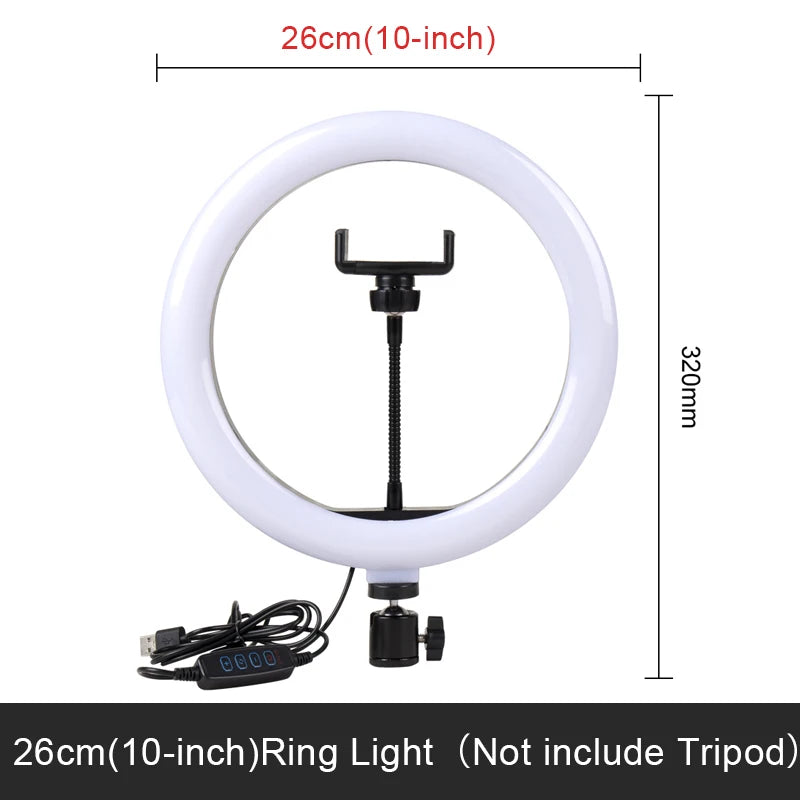 10 Inch LED Ring Light with Adjustable Tripod for Content Creation 26cm Light-NO Tripod Tidesmit
