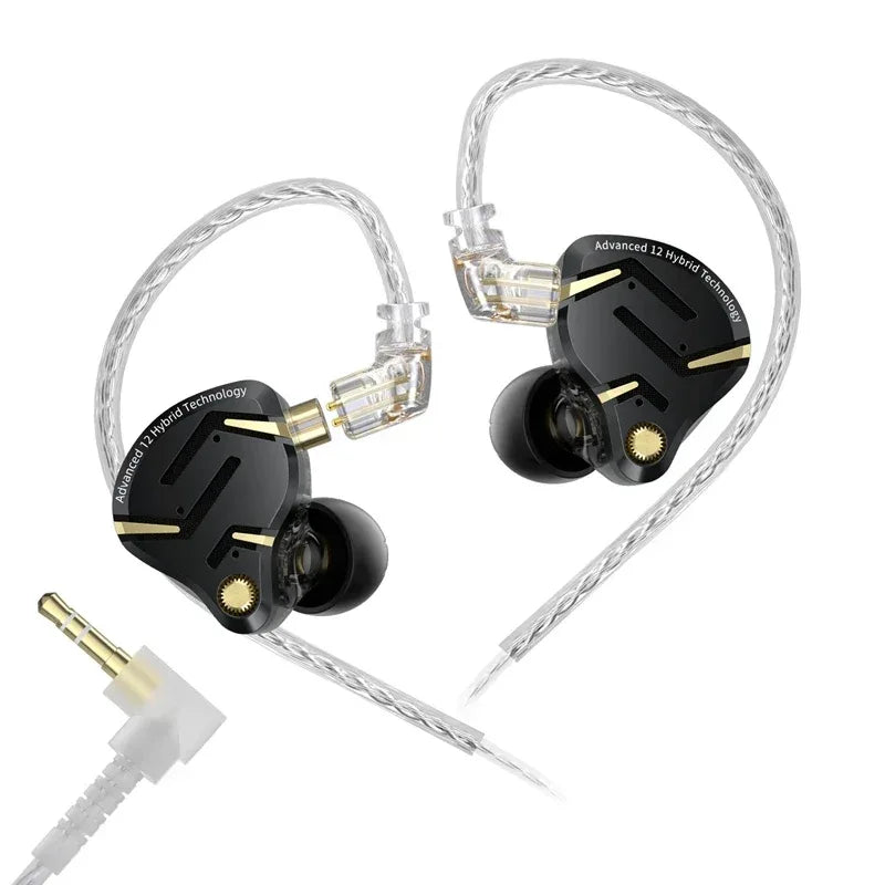 Wired Hybrid IEM Earphones HiFi Bass Gaming Audio | Tidesmit black no mic Tidesmit