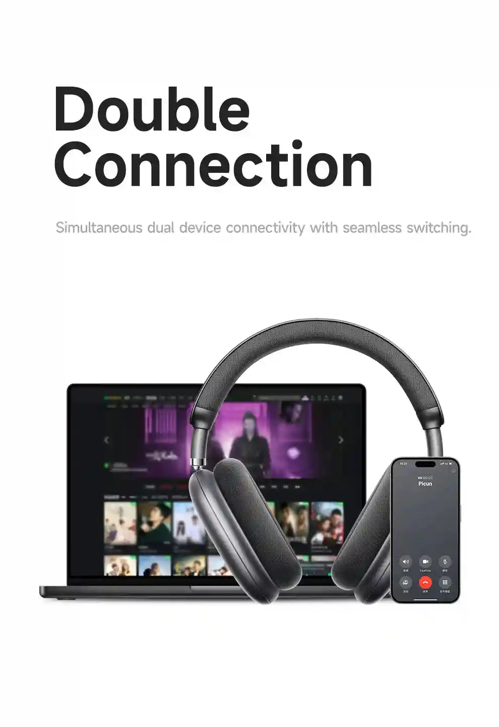 Wireless Noise Cancelling Headphones - Over-Ear 3D Spatial Audio F8 Tidesmit