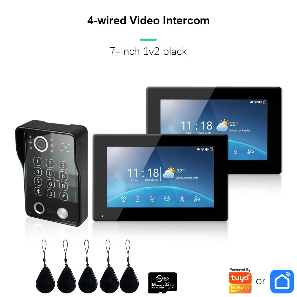 ANJIELO Doorbell Video Intercom System 5IN1 Unlock Tuya Smart Digital Frame Background Music Detection Preview NEW 2026