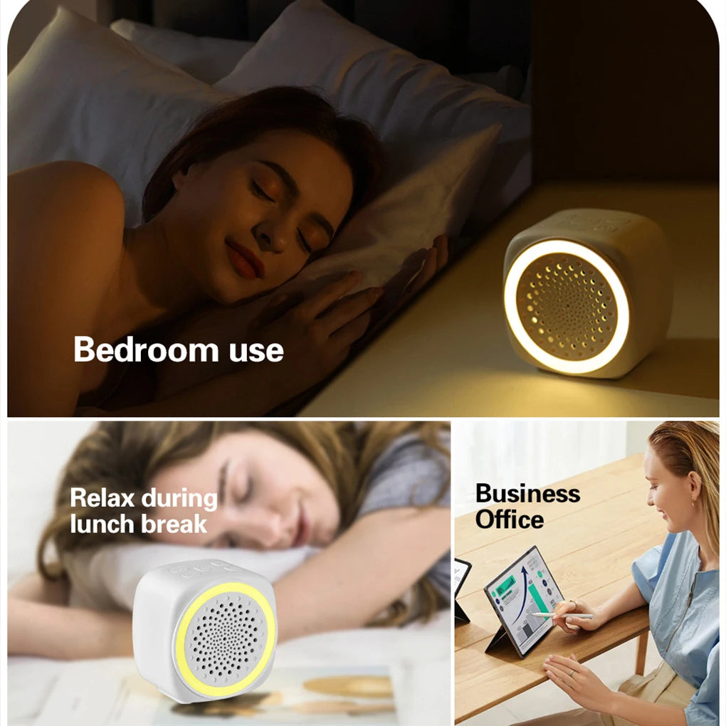 Mini White Noise Sound Machine Sleep Soother With 26 Soothing Sounds Breathing with RGB Light For Baby Adult Travel