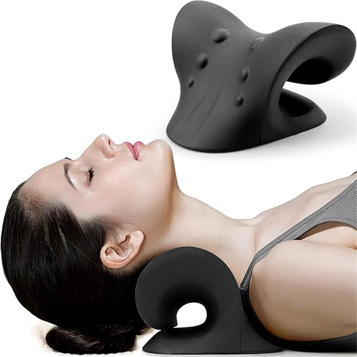 Cervical Neck Pillow for Pain Relief - Ergonomic Spine Support Back Massage Instrument heise Tidesmit