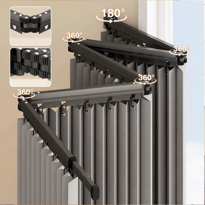 Foldable Shower Curtain Rod Set Invisible Bathroom Partition Waterproof High-End Dry Wet Separation Eye Protection Included