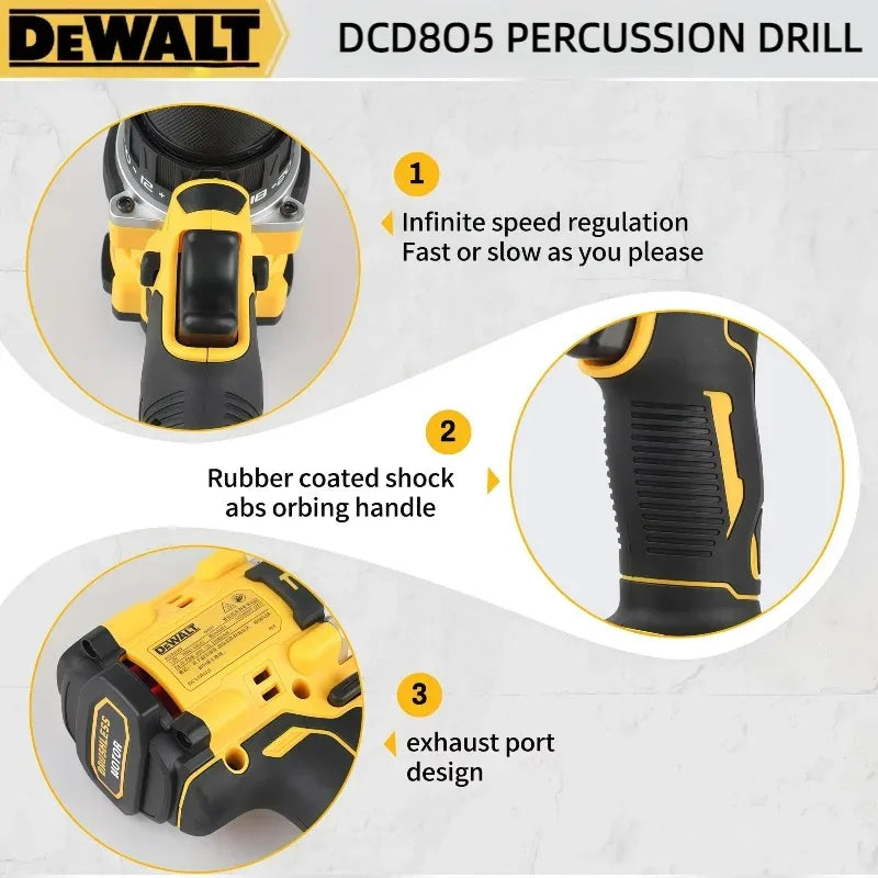 Global Air Shipping DEWALT DCD805 20V Power Tools Brushless Impact Drill Cordless Electric Screwdriver Multi-Function Hand Drill