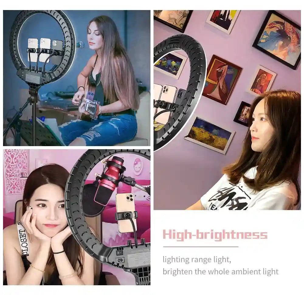 18 Inch LED Ring Light with Adjustable Tripod for Content Creation Tidesmit