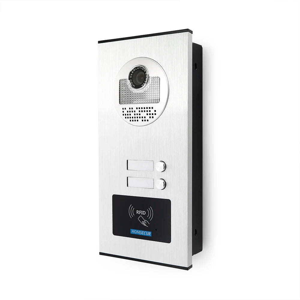 XC111-2 Flush Mount Outdoor Doorbell Camera 700TVL+20Pcs RFID Keyfobs for 4 Wire 2 Flats Video Door Phone Intercom Home Security