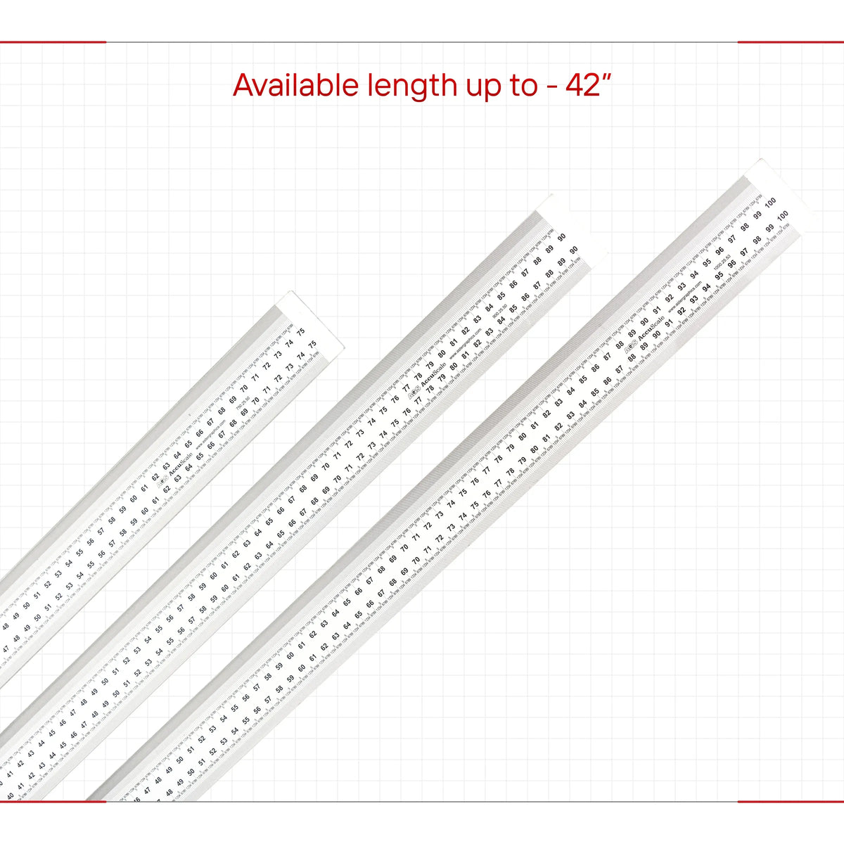 Flexible acrylic diameter measuring scale strip with fine printed measurement markings