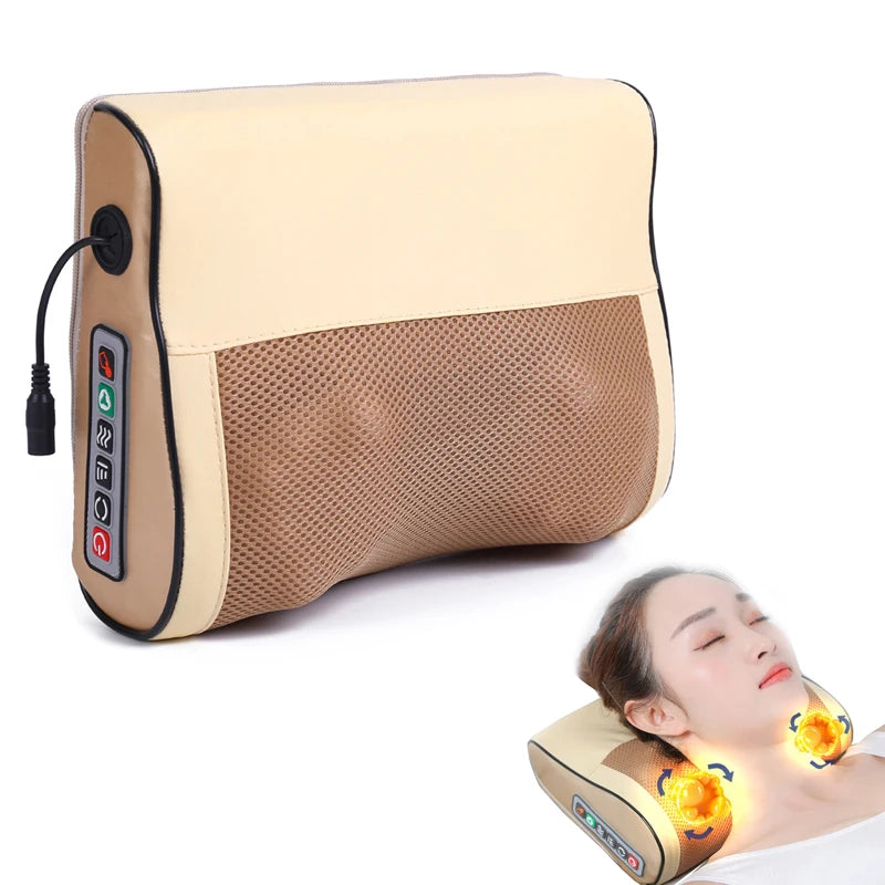 Electric Massager with Infrared Heat Deep Tissue Pillow - EU Plug Beige Massage Cushion Tidesmit