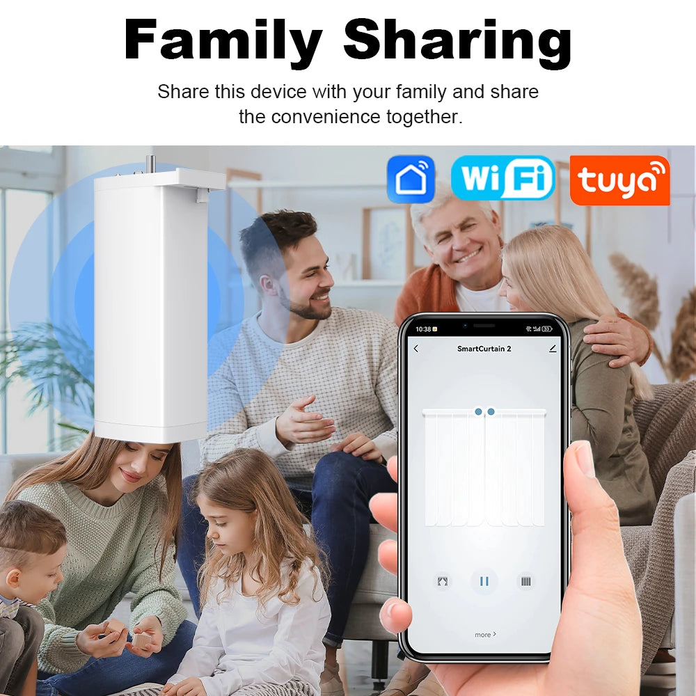 Smart Curtain Motor WiFi Zigbee Silent Electric Track - Tidesmit Tidesmit
