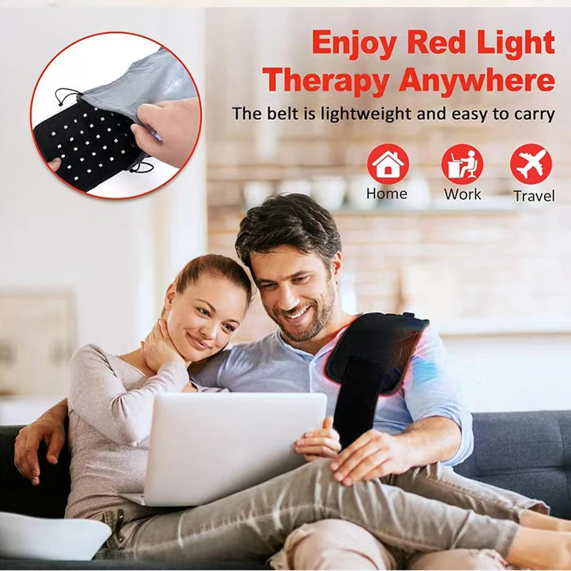 Red Light Therapy Belt for Back and Waist Portable Infrared Therapy Pad Featuring 660nm and 850nm Wavelength LED Lights