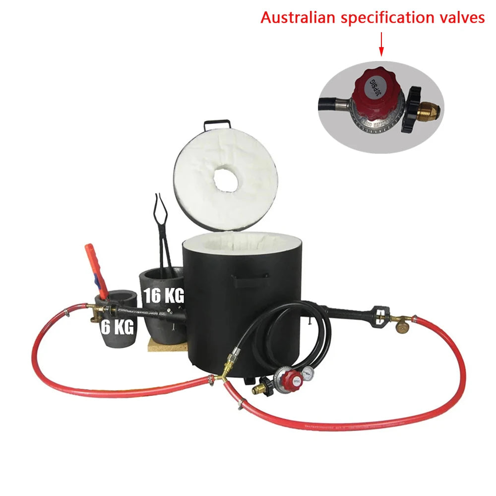 LSMIITTH 16KG/35.27LBS Double Burner Propane Metal Melting Furnace With 2 Crucible Suitable For Melting Copper Brass Aluminium