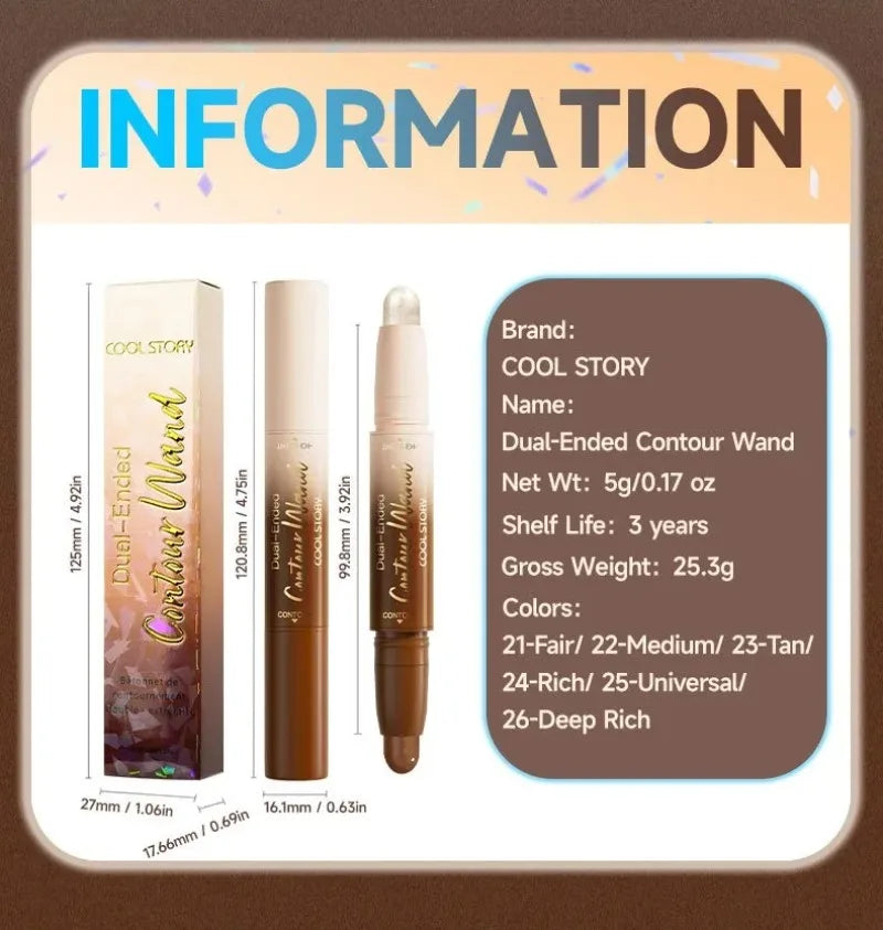 Tidesmit double-ended cream contour stick with waterproof full coverage highlight and shadow for sculpted face makeup