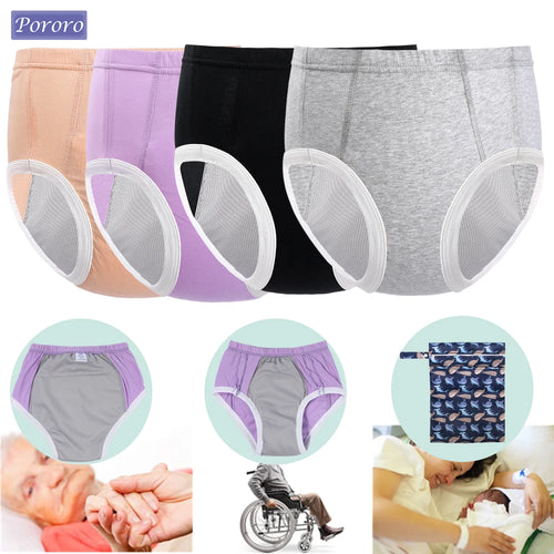 Pororo absorbent reusable incontinence underwear for adults and kids, colorful cotton briefs with waterproof lining.