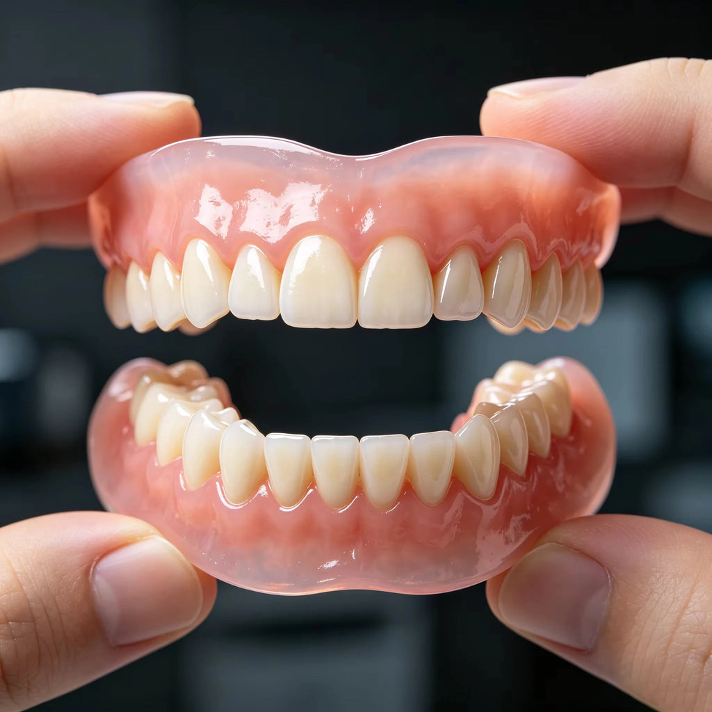 Full Natural Silicone Dentures Upper & Lower False Teeth, Comfort Fit Braces, Instant Smile Restoration & Oral Care for Adults