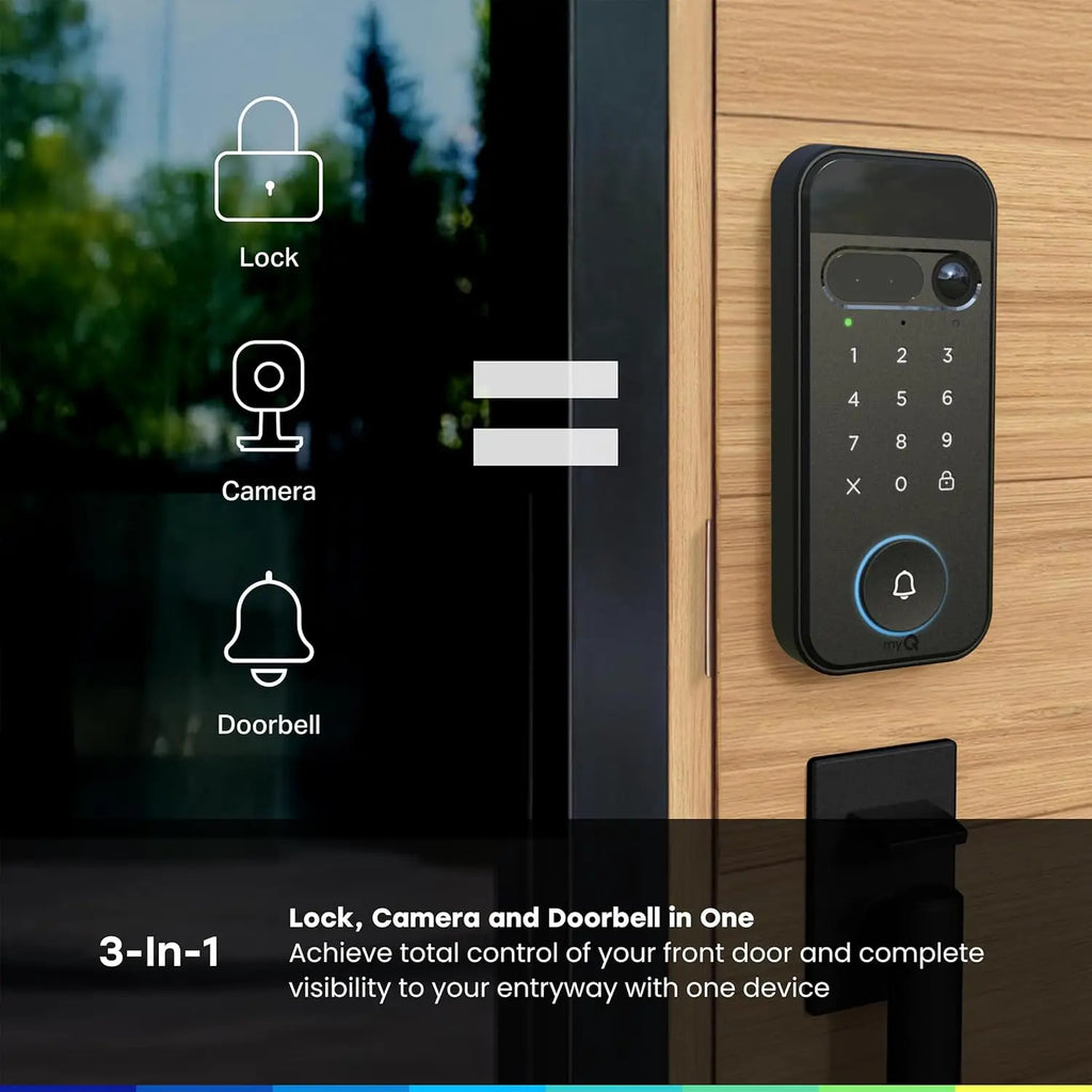 3-in-1 Smart Lock with 2K Video Doorbell Camera, Face & Fingerprint Access, Color Night Vision & Two-Way Audio