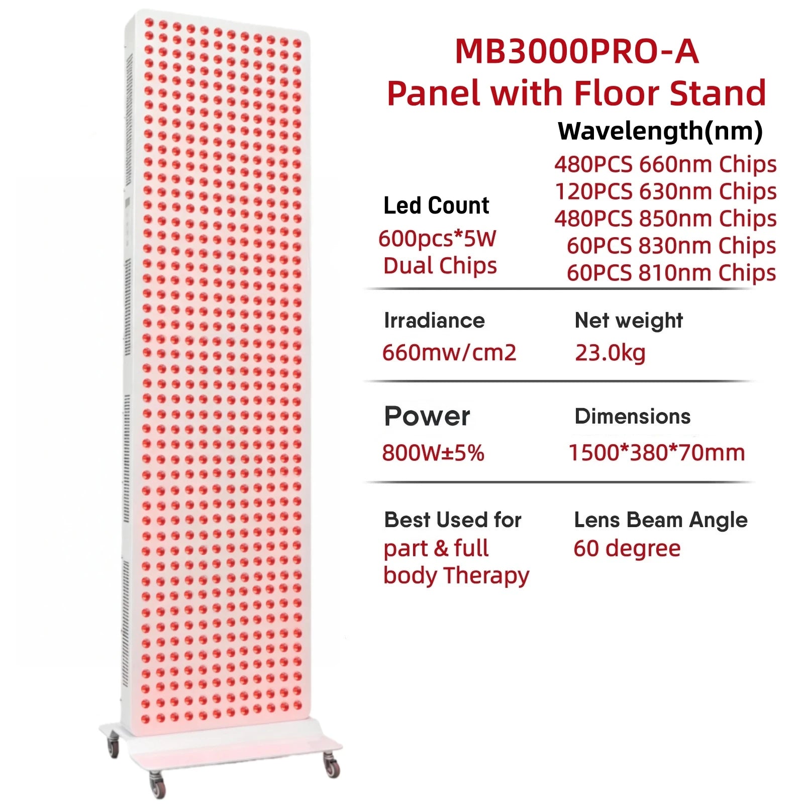 Elite Grade Red Light Therapy Panel For Face Body Dual Chip 630nm 660nm Red 810nm 830nm 850nm Near Infrared LED Beauty Devices