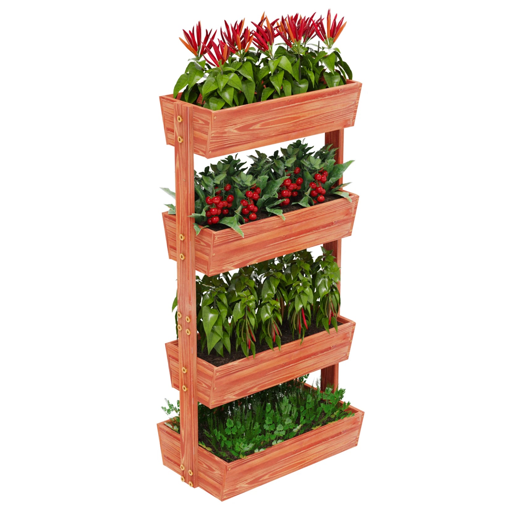 4-Tier Vertical Raised Planter Box Elevated Garden Bed Outdoor Wooden Herb Planter for Gardening And Plant Cultivation