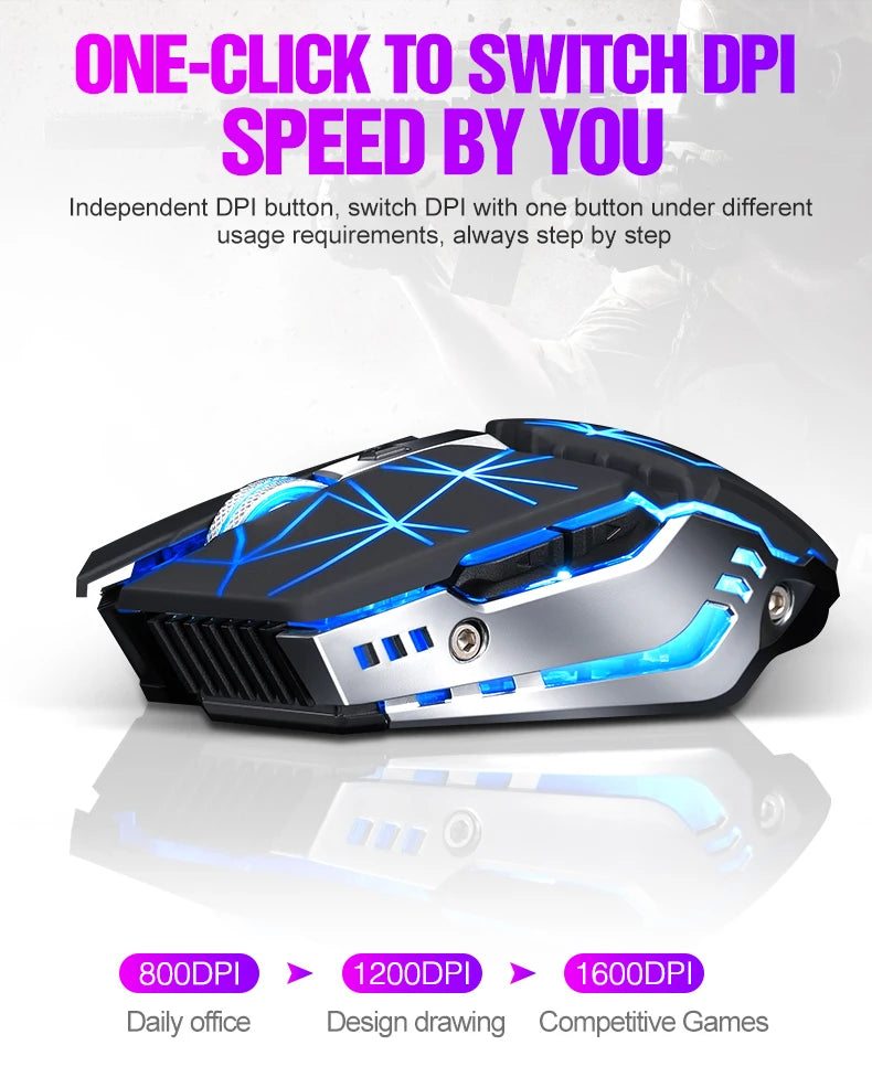 T-WOLF Thunderwolf Q15 Rechargeable Wireless Mouse RGB Glow Game Office Silent Laptop 2.4g Rechargeable Wireless Mouse