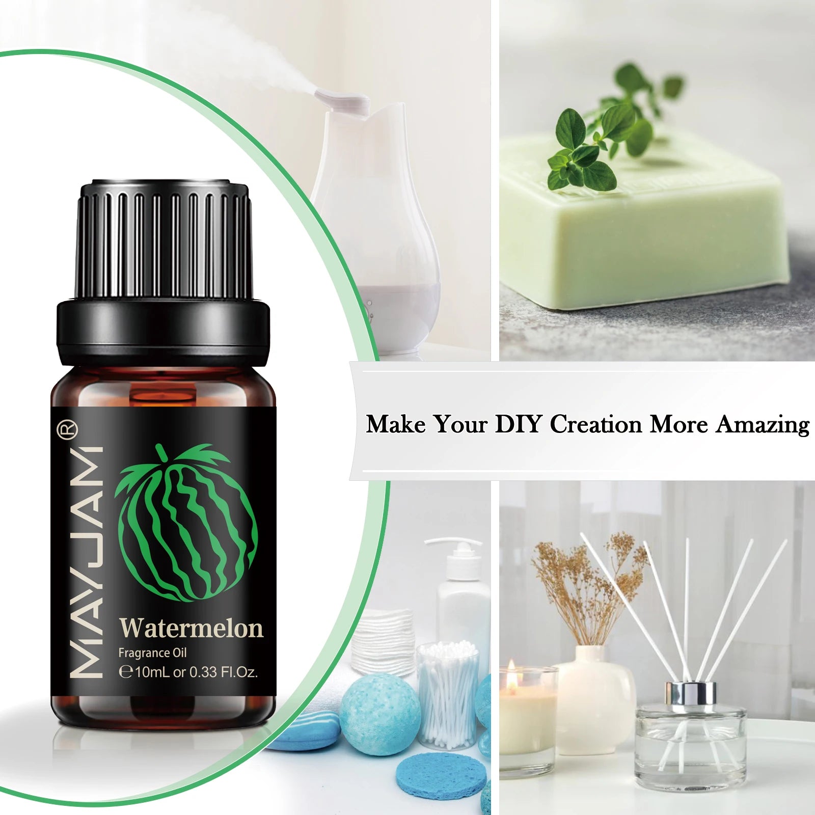 MAYJAM 10ML Fruit Fragrance Oil Strawberry Watermelon Mango Coconut Cherry For Humidifier Candle Soap Making Air Freshener